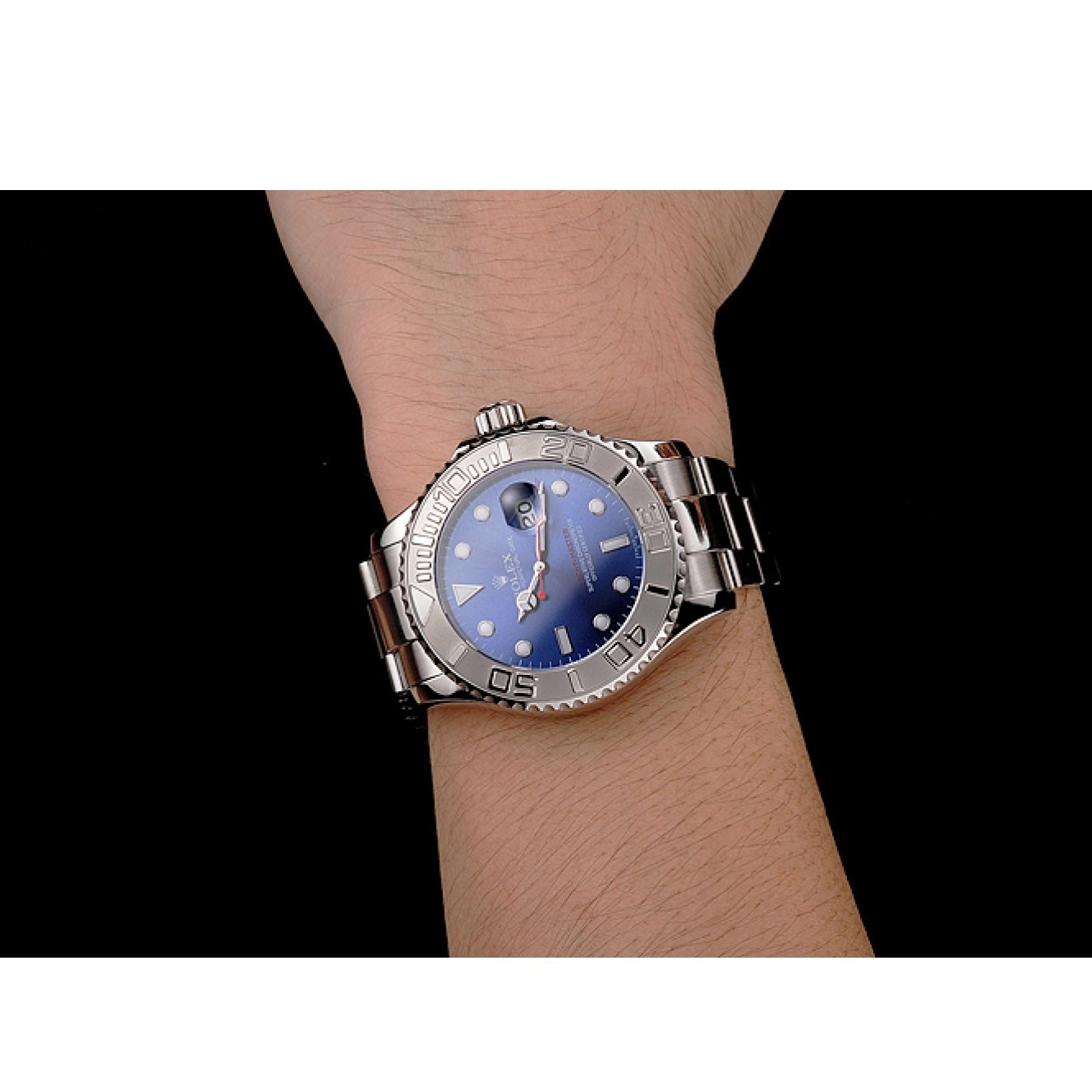 Rolex copies cheap Blue Stainless And Case Rolex Steel Dial Bracelet Yacht-Master 0606
